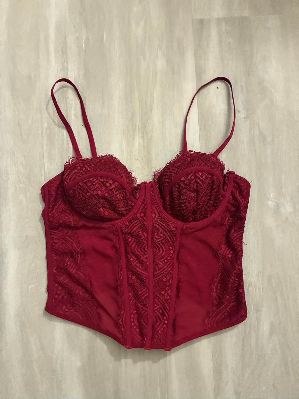 Garage Burgundy Lace Bustier Corset Top